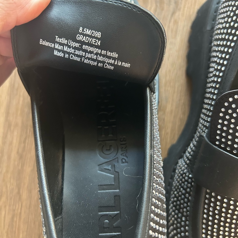 Karl Lagerfeld Black and Silver Studded Loafers - Picture 2 of 4